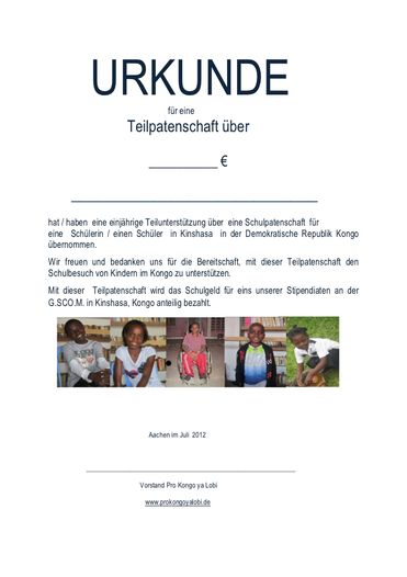 Patenschaftsurkunde